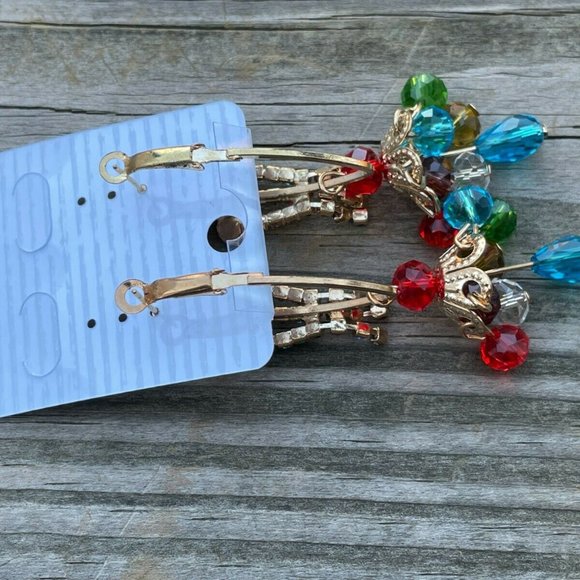 Christmas Earrings Multi Color beads Crystals Fashion Women Ear Jewelry - Picture 2 of 9